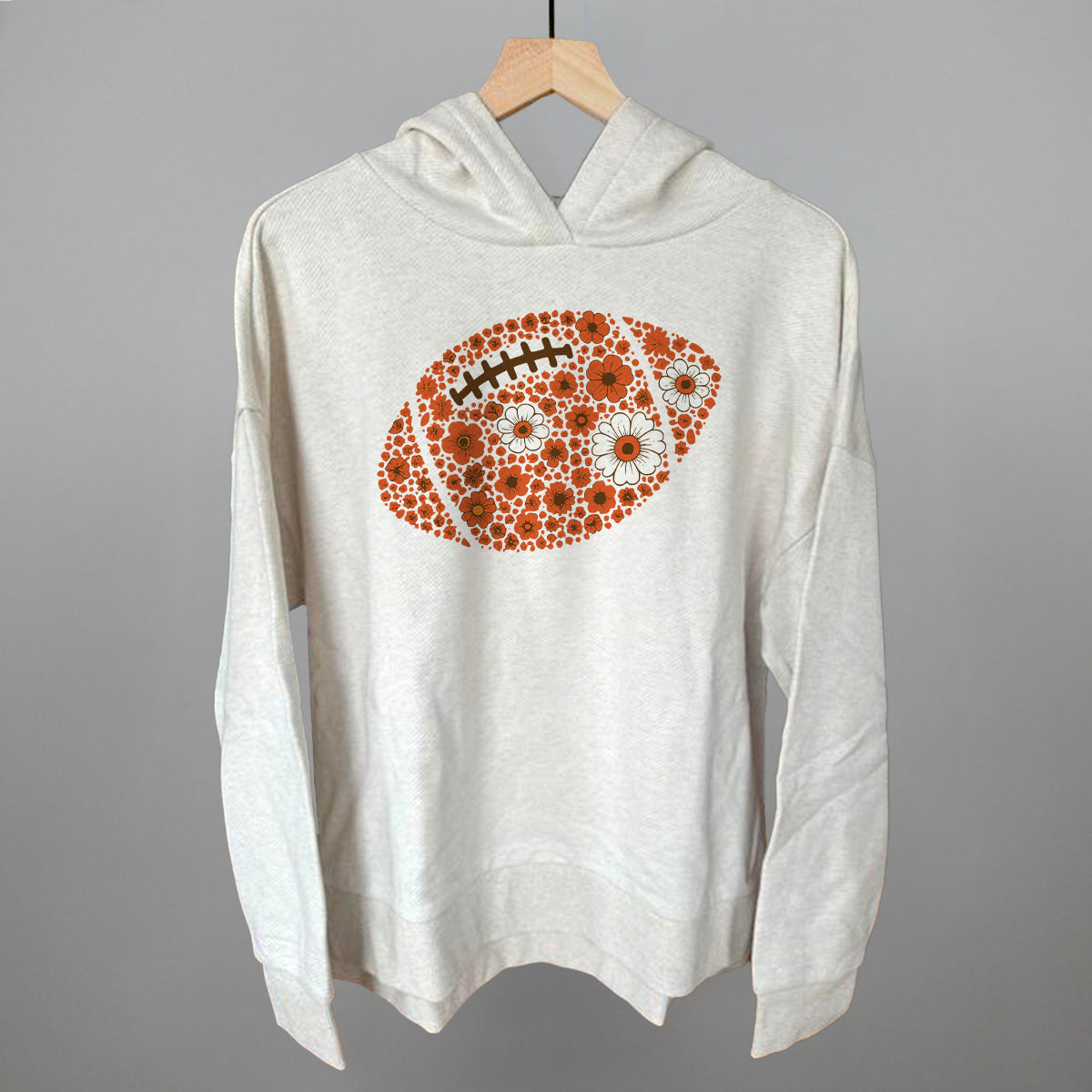 Floral Football Orange Funny Terry Hoodie in Heather Almond – Ivy + Cloth