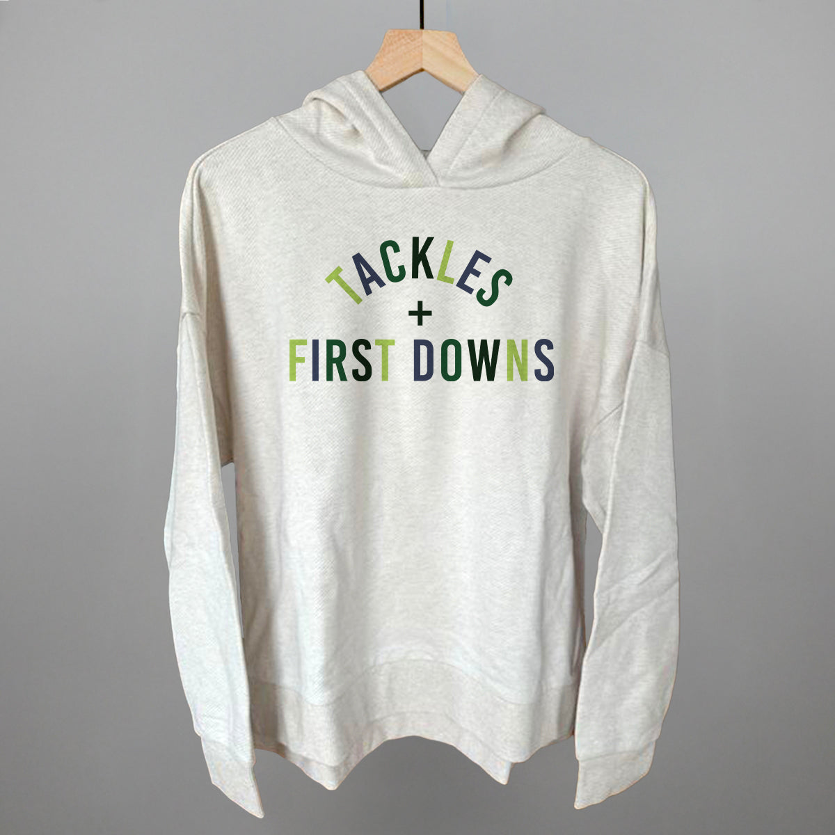 Tackles and First Downs Football graphic top in Heather Almond