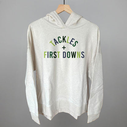 Tackles and First Downs Football graphic top in Heather Almond