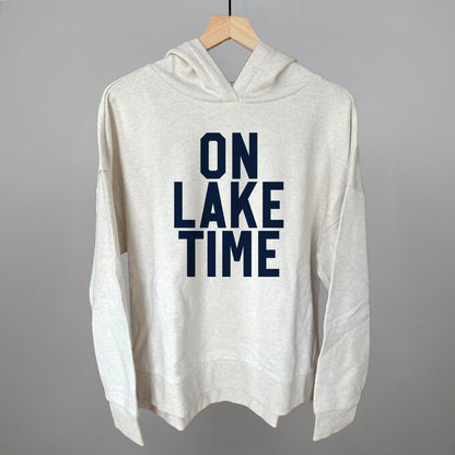 On Lake Time Block Letters Funny Terry Hoodie in Heather Almond – Ivy + Cloth