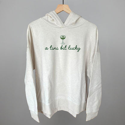 A Tini Bit Lucky Funny Terry Hoodie in Heather Almond – Ivy + Cloth
