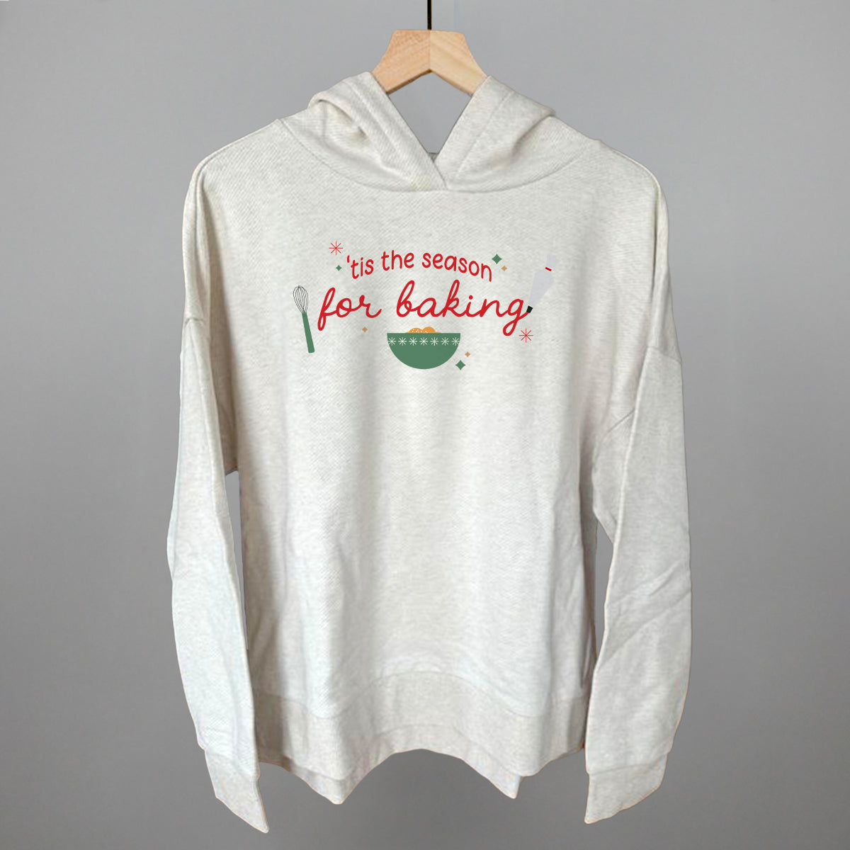 'Tis The Season For Baking Doodles Funny Terry Hoodie in Heather Almond – Ivy + Cloth
