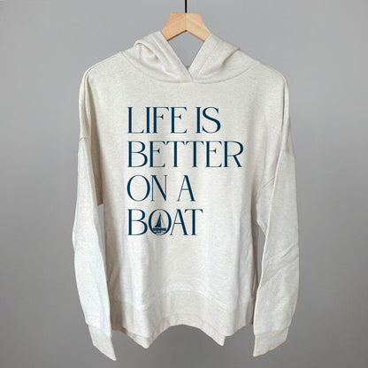 Life Is Better On A Boat graphic top in Heather Almond