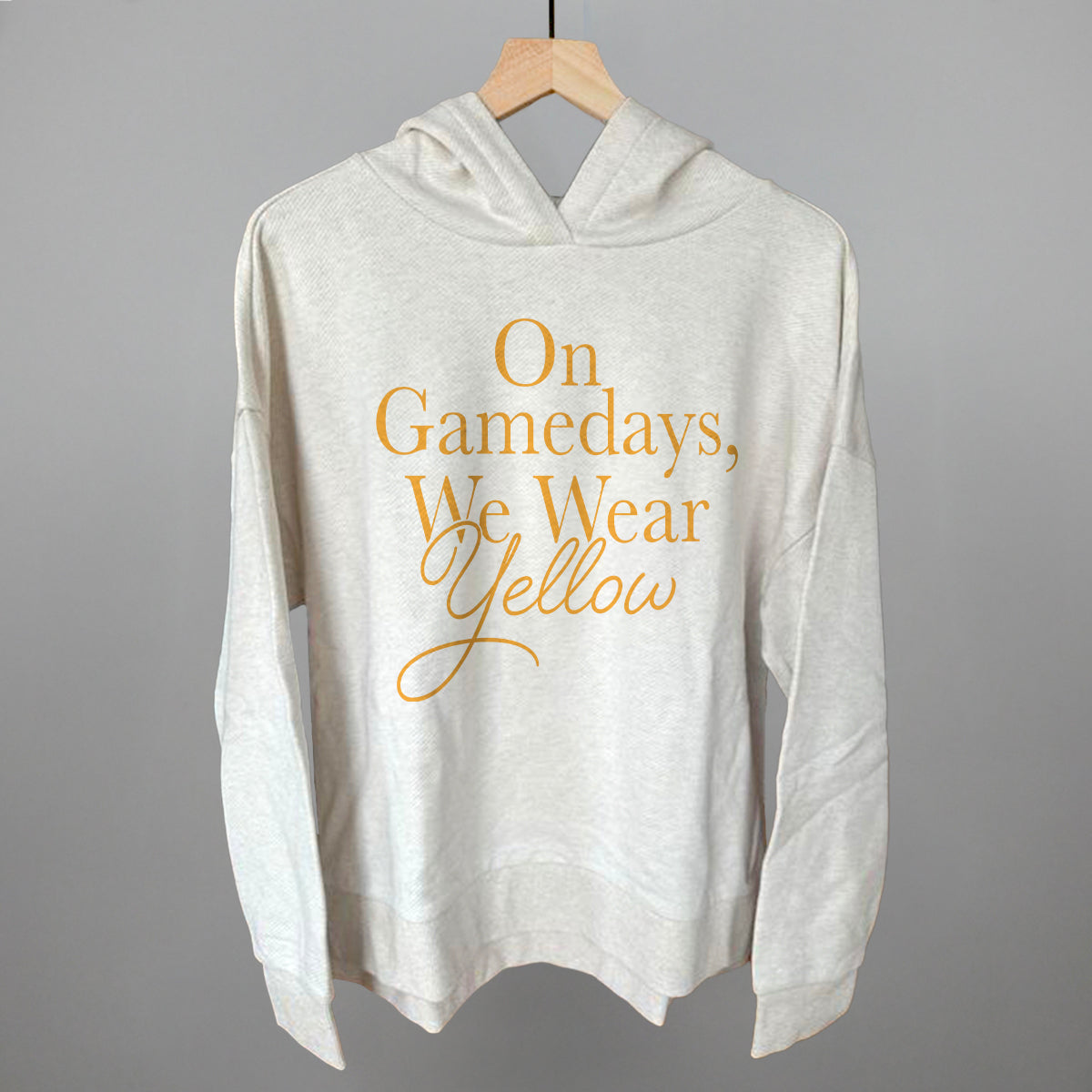 On Game Days We Wear Yellow Football graphic top in Heather Almond