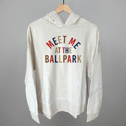 Meet Me At The Ballpark Baseball graphic top in Heather Almond