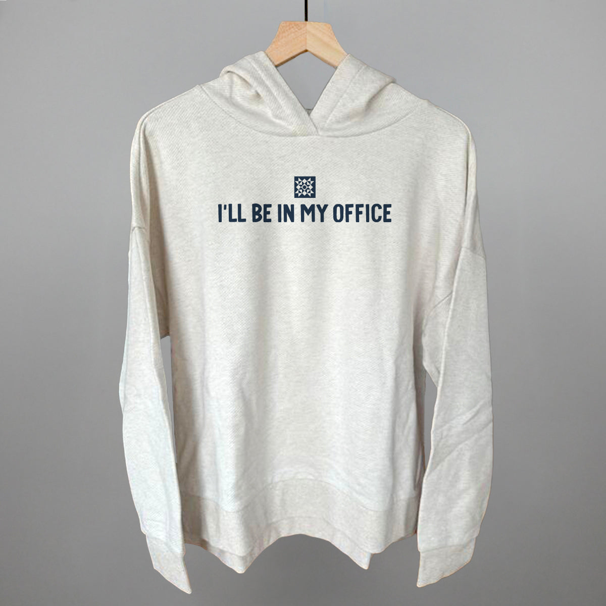 I'll Be In My Office Quilting graphic top in Heather Almond