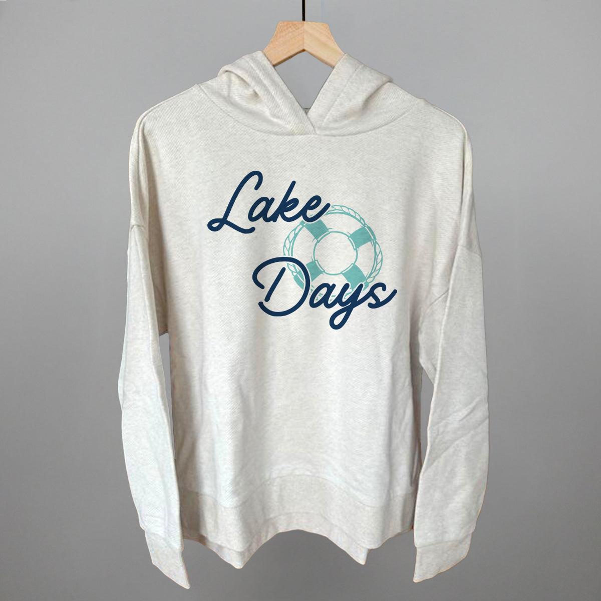 Lake Day Lifebuoy Funny Terry Hoodie in Heather Almond – Ivy + Cloth