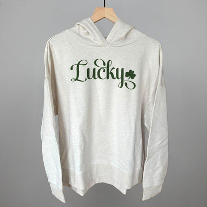 Lucky Script + Clover Funny Terry Hoodie in Heather Almond – Ivy + Cloth