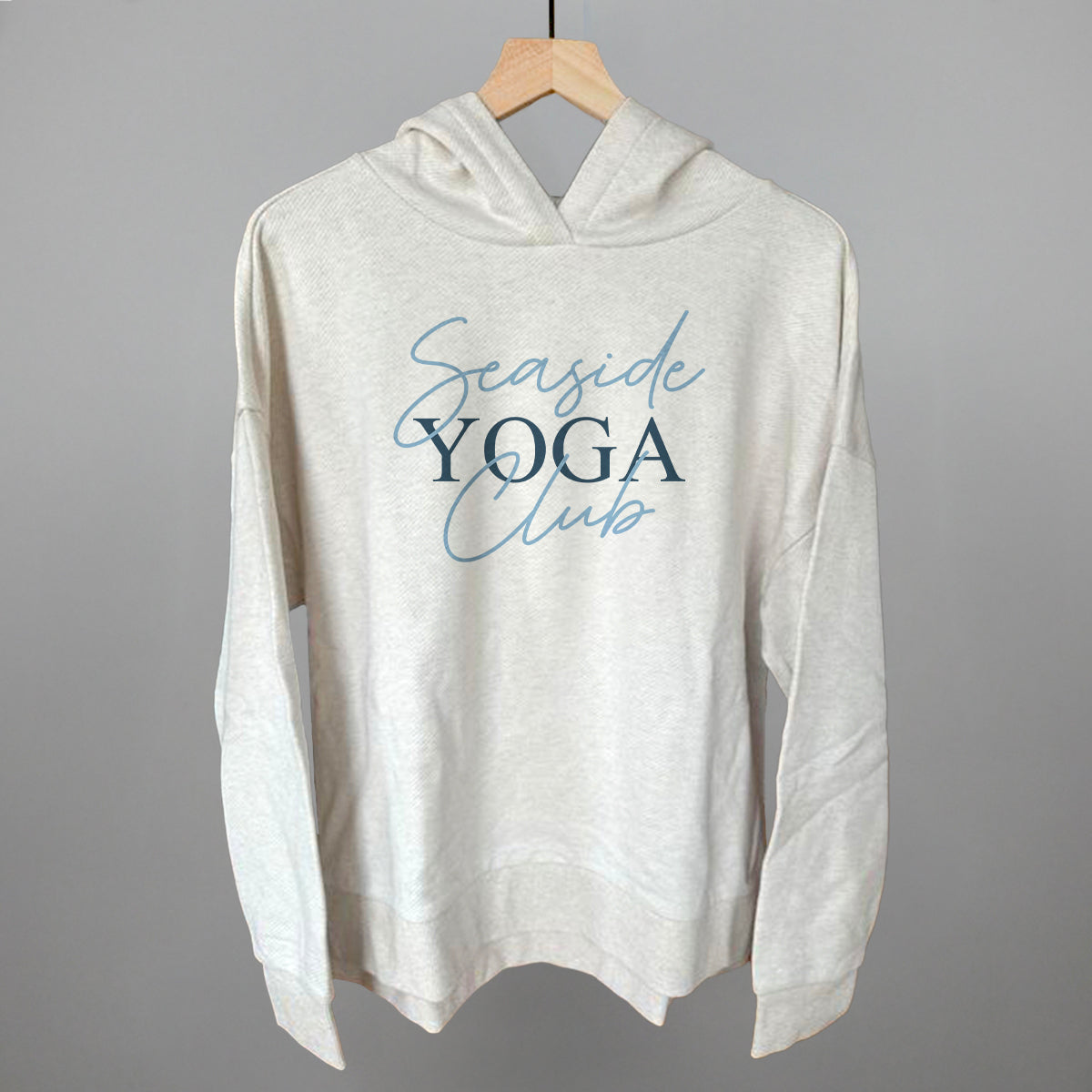 Seaside Yoga Club Funny Terry Hoodie in Heather Almond – Ivy + Cloth