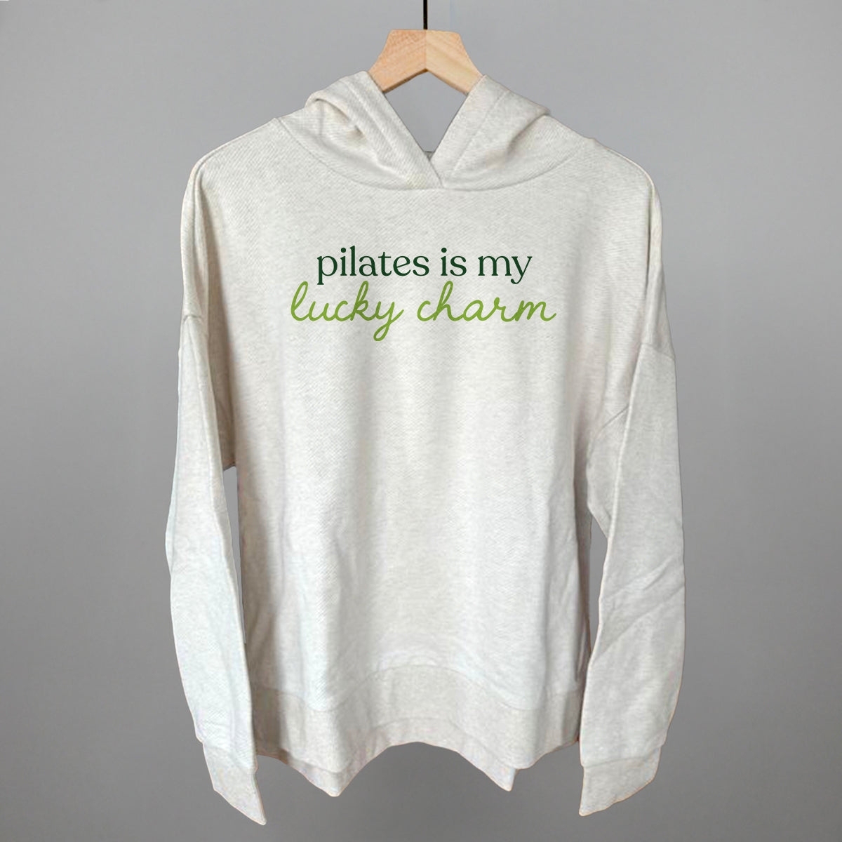 Pilates Is My Lucky Charm St. Patrick's Day graphic top in Heather Almond