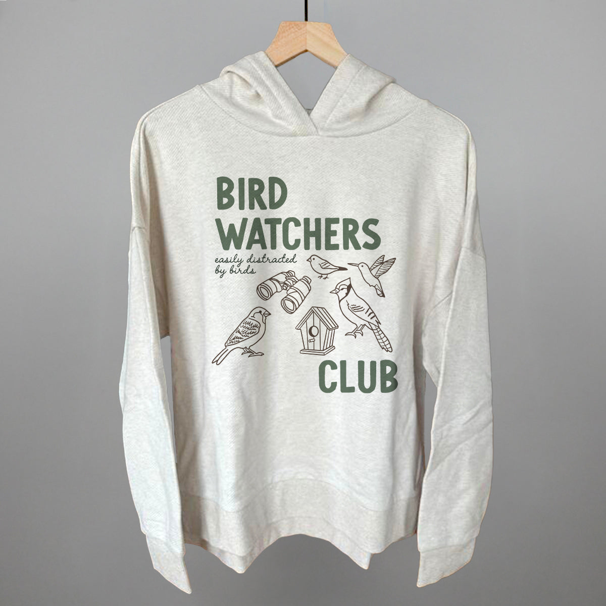 Birdwatchers Club graphic top in Heather Almond