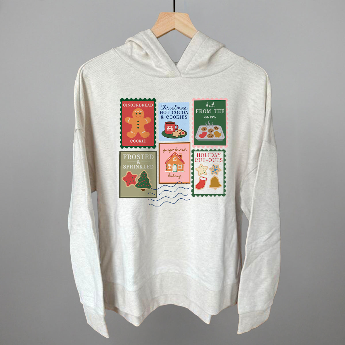 Christmas Cookie Stamps Funny Terry Hoodie in Heather Almond – Ivy + Cloth