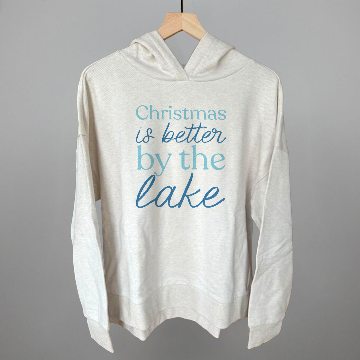 Christmas Is Better By The Lake Funny Terry Hoodie in Heather Almond – Ivy + Cloth