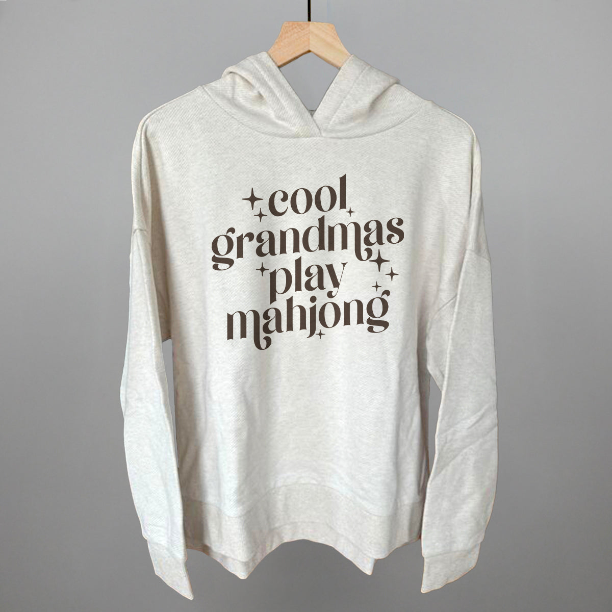 Cool Grandmas Play Mahjong graphic top in Heather Almond