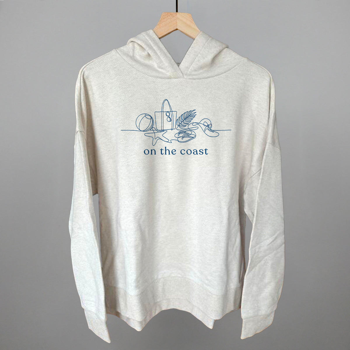 On The Coast Continuous Doodle Funny Terry Hoodie in Heather Almond – Ivy + Cloth