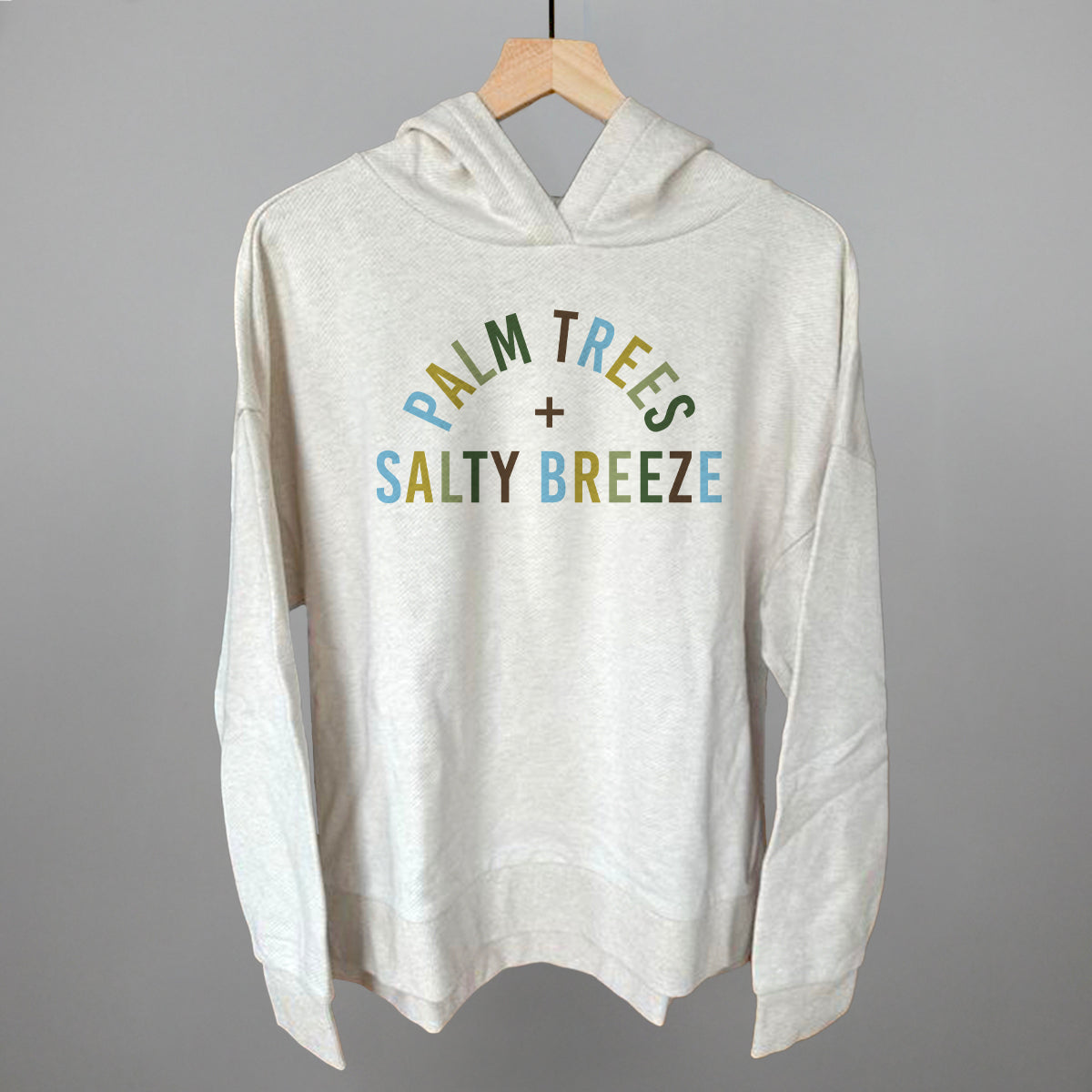 Palm Trees And Salty Breeze Funny Terry Hoodie in Heather Almond – Ivy + Cloth
