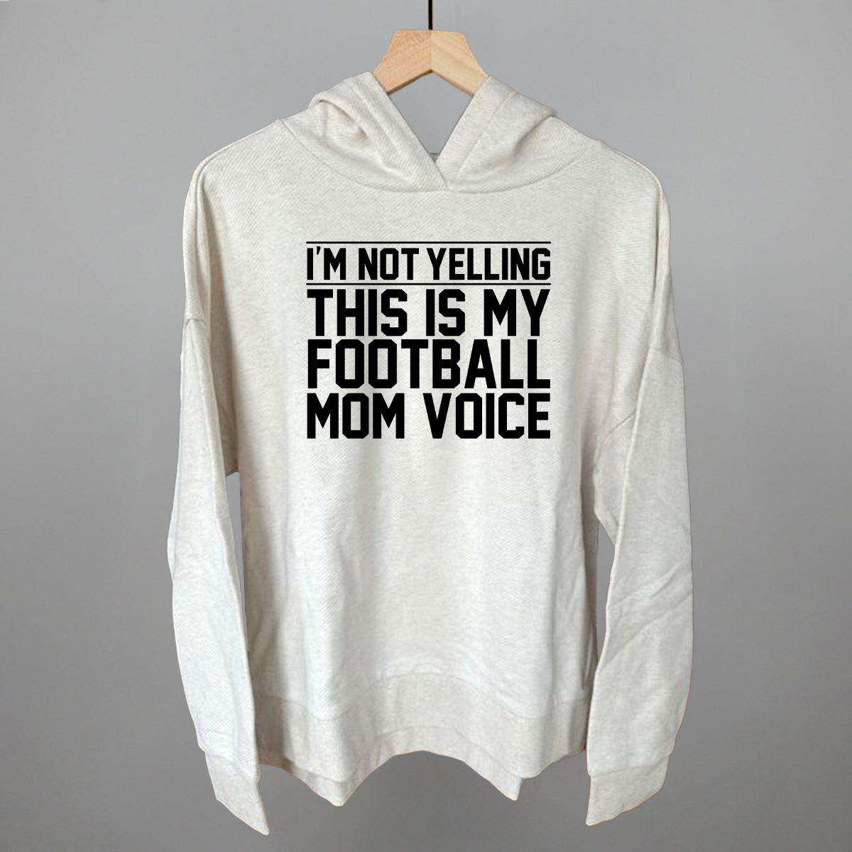 Football Mom Voice graphic top in Heather Almond