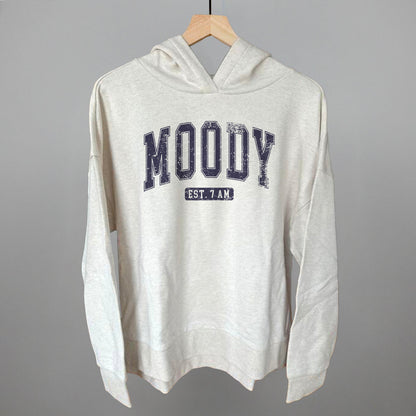 Moody Est. 7 AM graphic top in Heather Almond