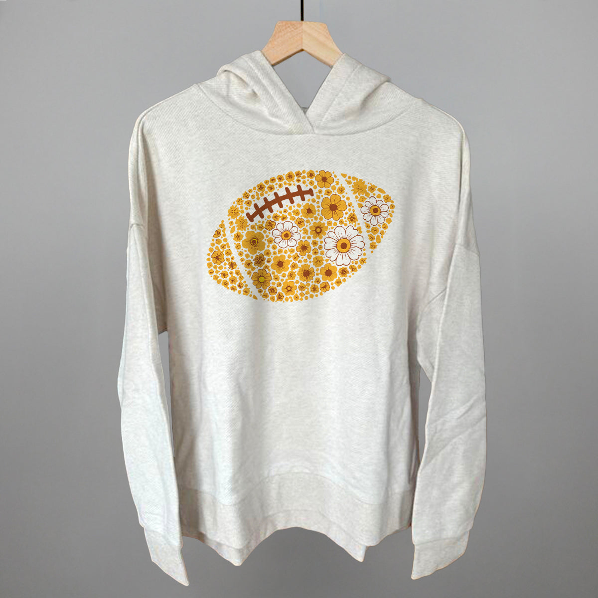 Floral Football Yellow Funny Terry Hoodie in Heather Almond – Ivy + Cloth