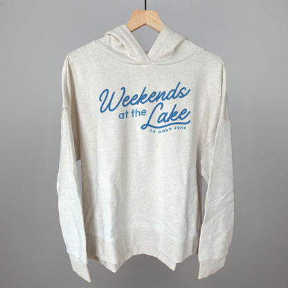 Weekends At The Lake Blue Funny Terry Hoodie in Heather Almond – Ivy + Cloth