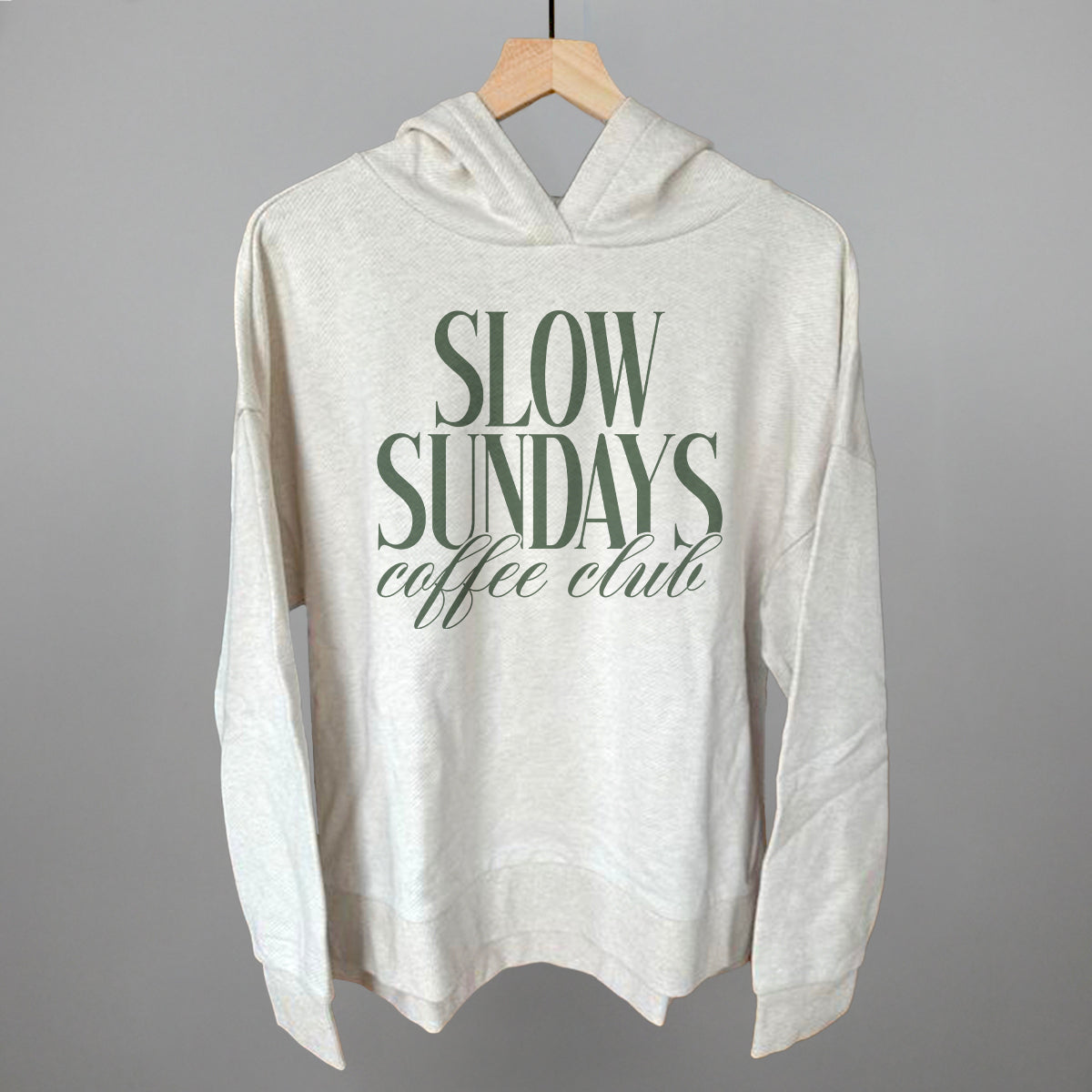 Slow Sundays Coffee Club graphic top in Heather Almond