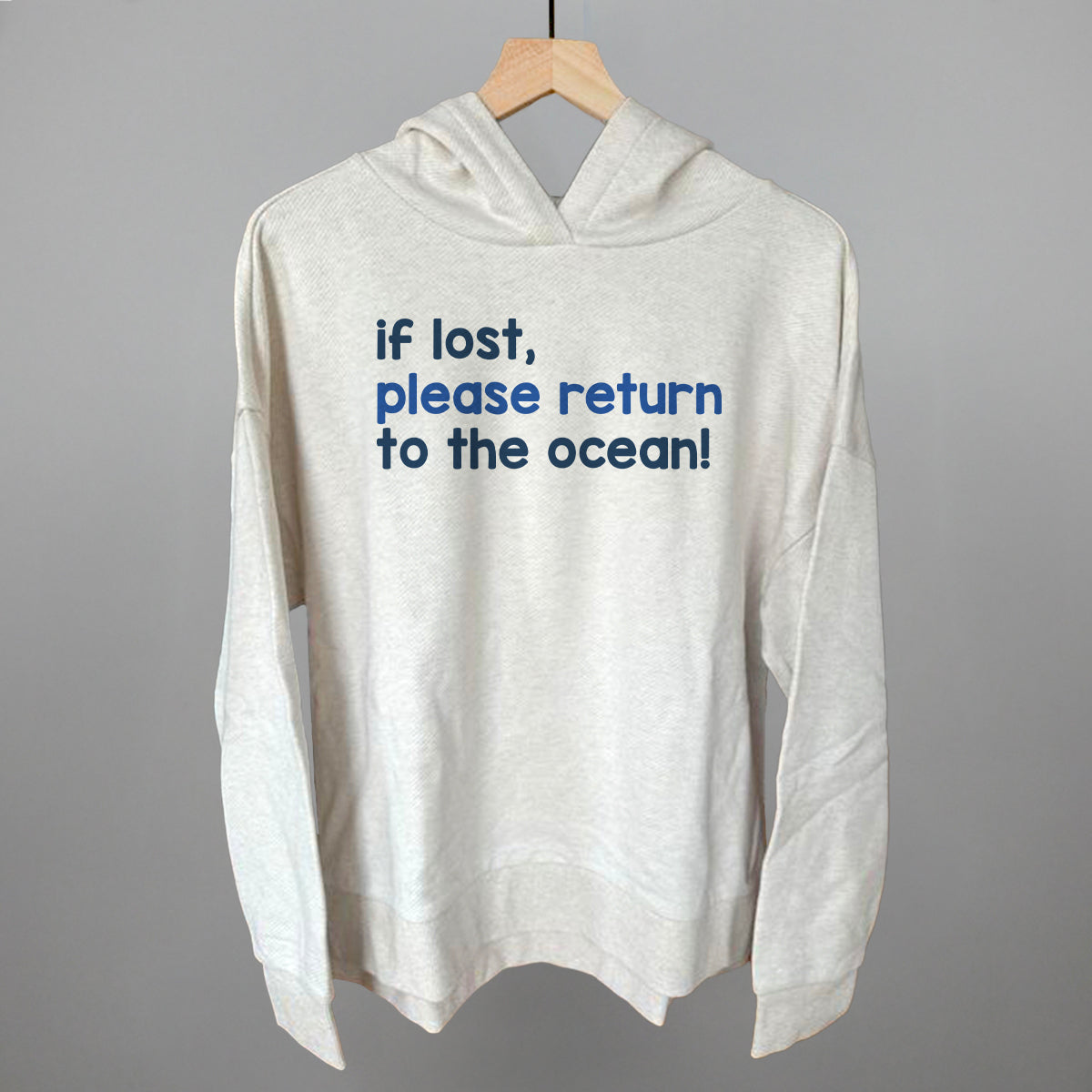 If Lost, Please Return To The Ocean Beach graphic top in Heather Almond