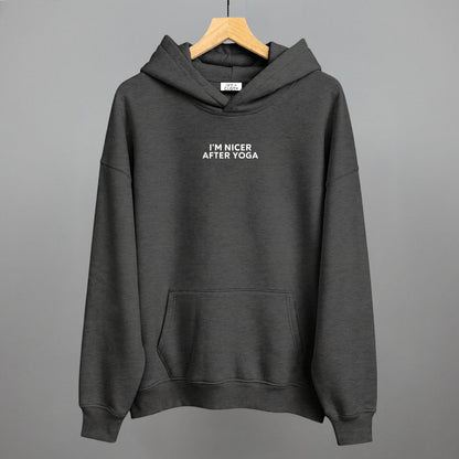 I'm Nicer After Yoga Funny Hoodie in Heather Charcoal – Ivy + Cloth