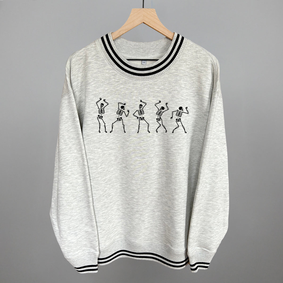 Dancing Skeletons Halloween graphic top in Heather Grey