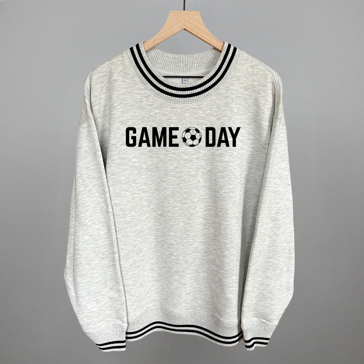 Game Day Soccer Ball Funny Oversized Varsity Crewneck Sweatshirt in Heather Grey – Ivy + Cloth