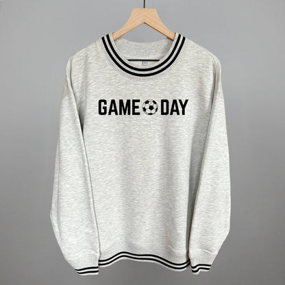 Game Day Soccer Ball Funny Oversized Varsity Crewneck Sweatshirt in Heather Grey – Ivy + Cloth