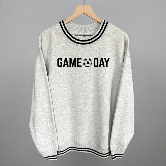 Game Day Soccer Ball Funny Oversized Varsity Crewneck Sweatshirt in Heather Grey – Ivy + Cloth
