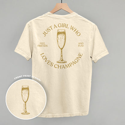 Just A Girl Who Loves Champagne (Back Print) Funny Comfort Colors T-Shirt in Ivory – Ivy + Cloth