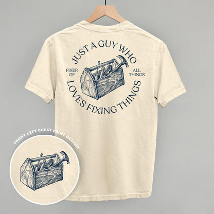 Just A Guy Who Loves Fixing Things (Back Print) Funny Comfort Colors T-Shirt in Ivory – Ivy + Cloth