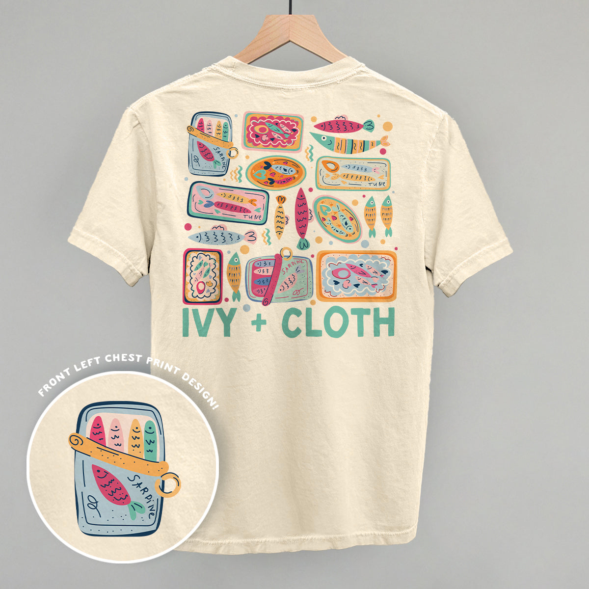 Colorful Sardine Doodles (Back Print) Funny Comfort Colors T-Shirt in Ivory – Ivy + Cloth