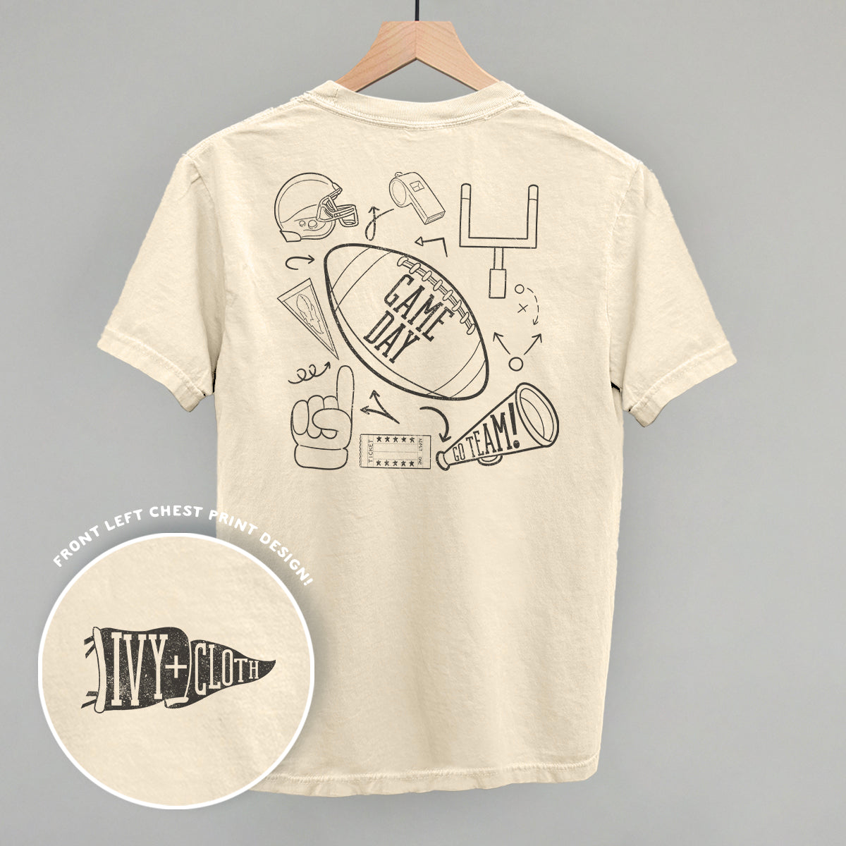 Game Day Football graphic top in Ivory