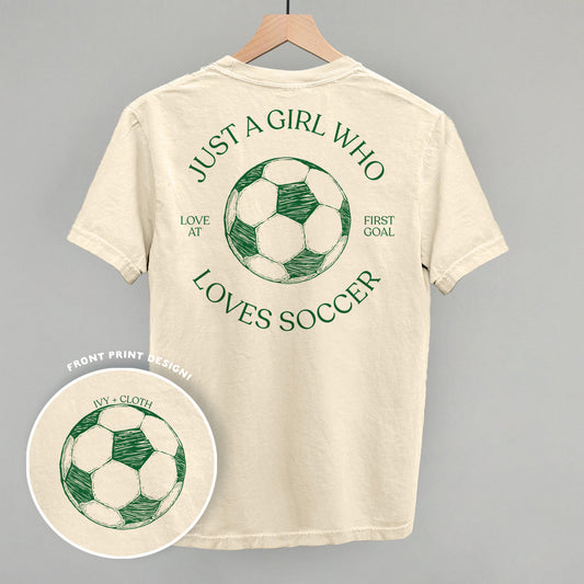 Just A Girl Who Loves Soccer graphic top in Ivory
