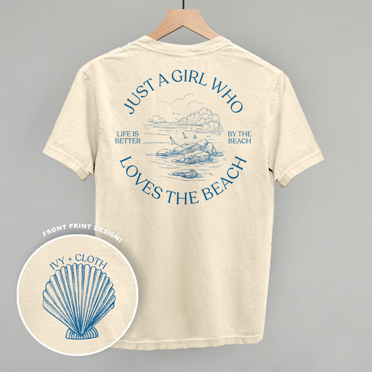 Just A Girl Who Loves The Beach graphic top in Ivory