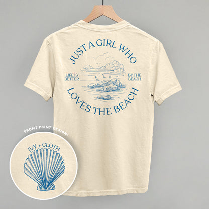 Just A Girl Who Loves The Beach graphic top in Ivory