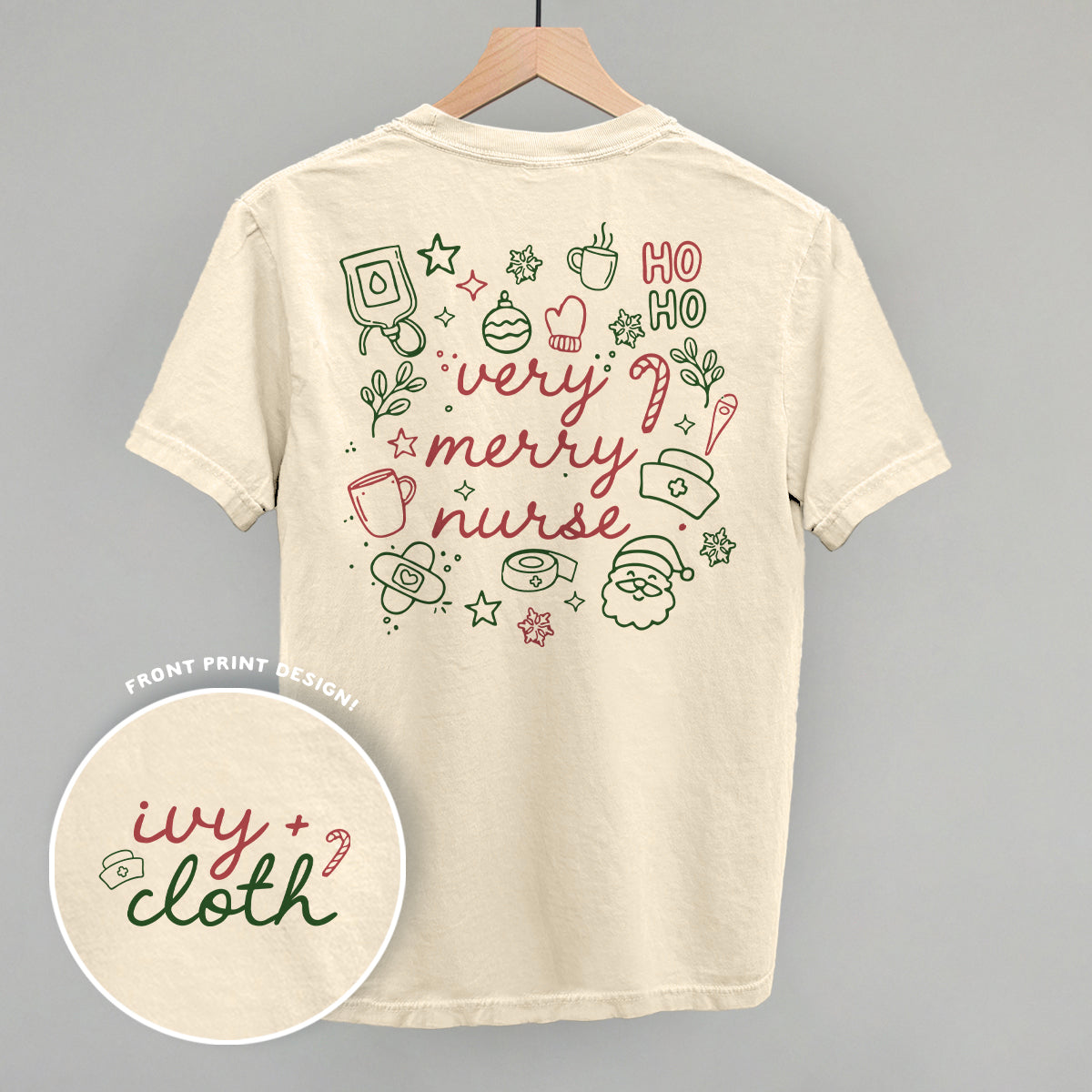 Very Merry Nurse Doodles (Back Print) Funny Comfort Colors T-Shirt in Ivory – Ivy + Cloth