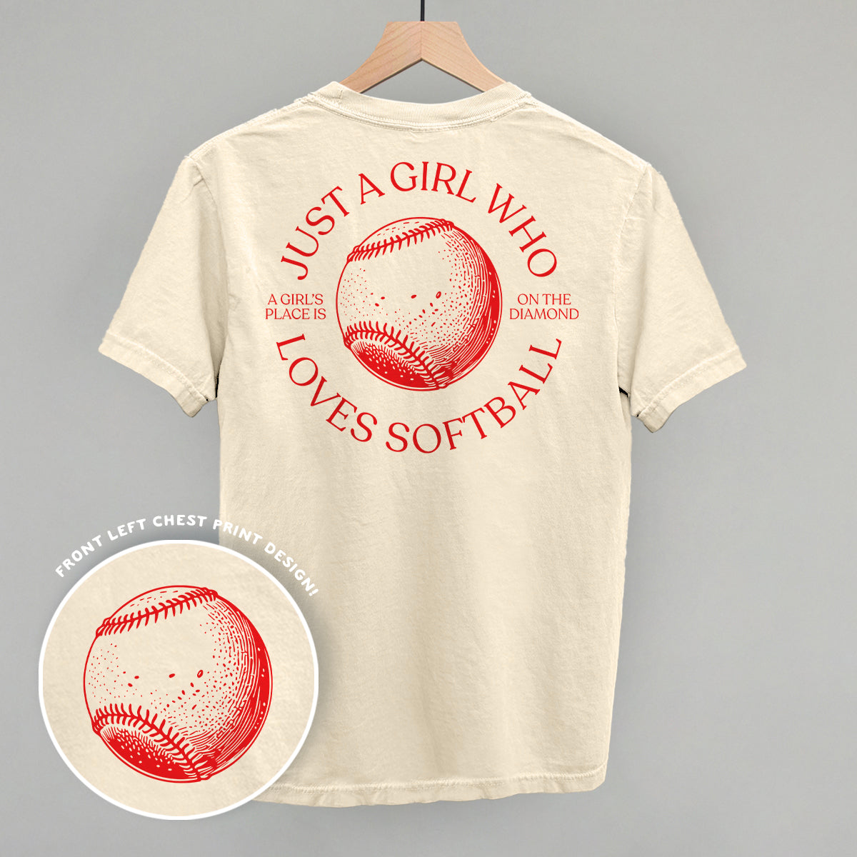 Just A Girl Who Loves Softball (Back Print) Funny Comfort Colors T-Shirt in Ivory – Ivy + Cloth