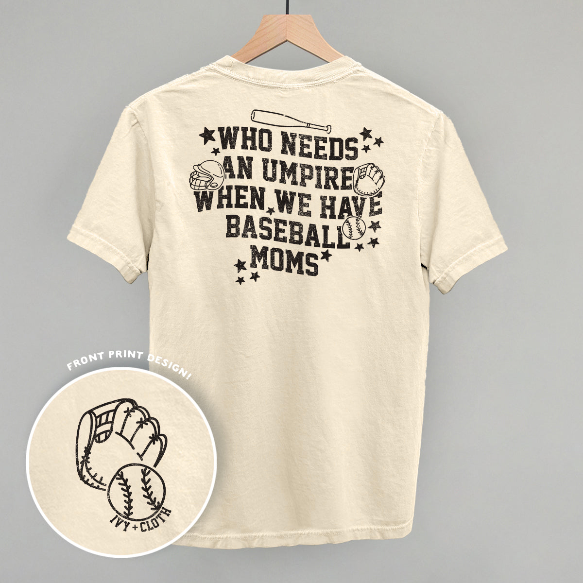 Baseball Moms graphic top in Ivory