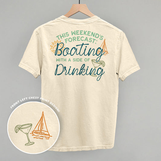 Weekend Forecast- Boating and Drinking (Back Print) Funny Comfort Colors T-Shirt in Ivory – Ivy + Cloth