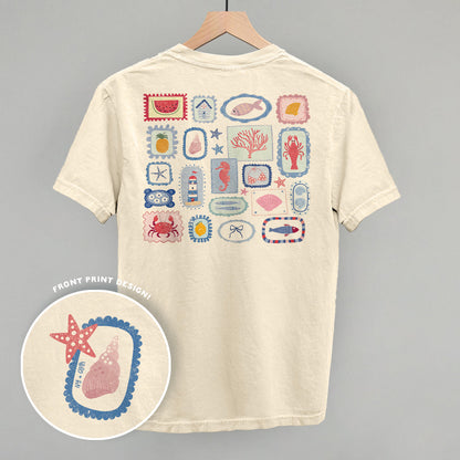 Summer Postage Stamp Doodles (Back Print) Funny Comfort Colors T-Shirt in Ivory – Ivy + Cloth