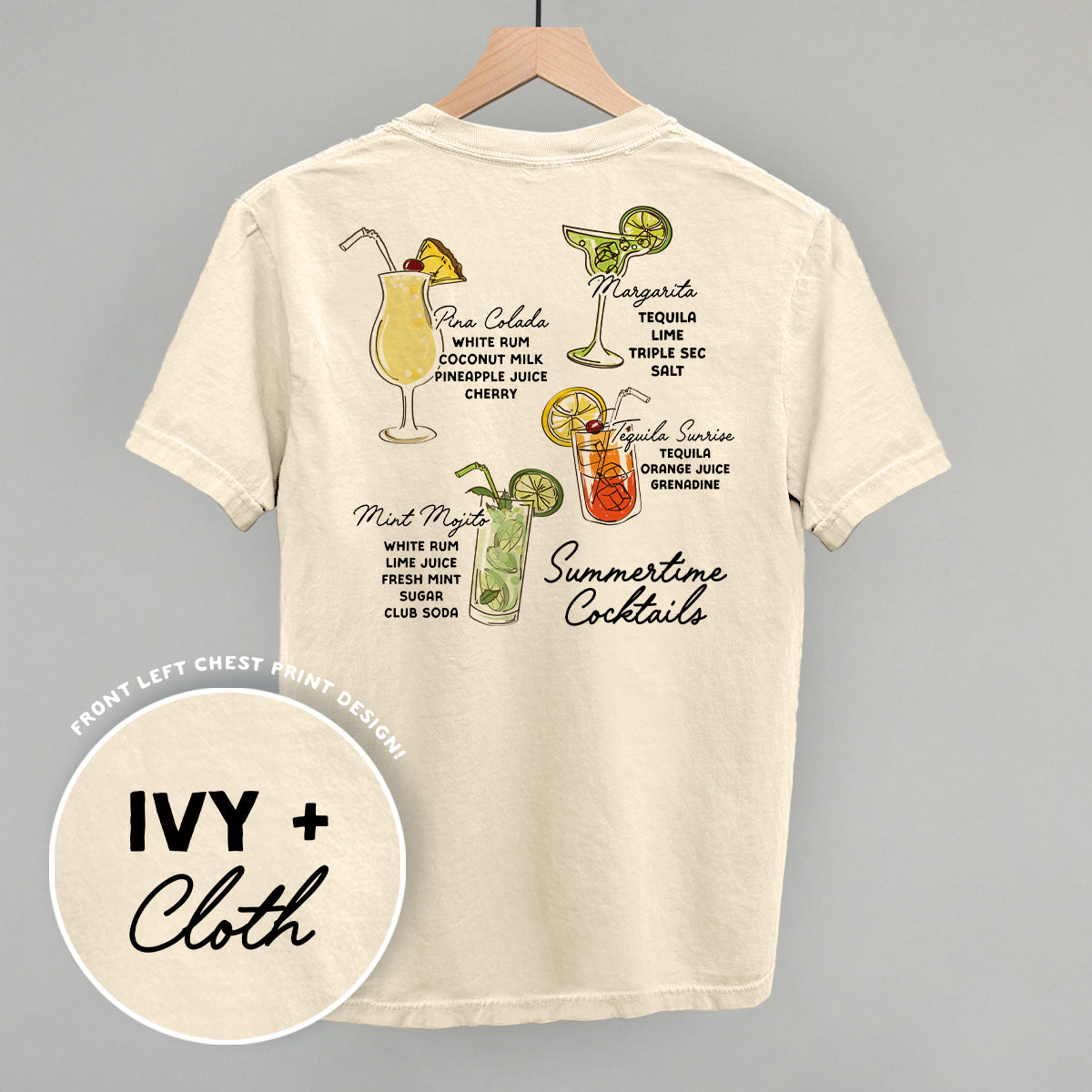 Summertime Cocktails (Back Print) Funny Comfort Colors T-Shirt in Ivory – Ivy + Cloth