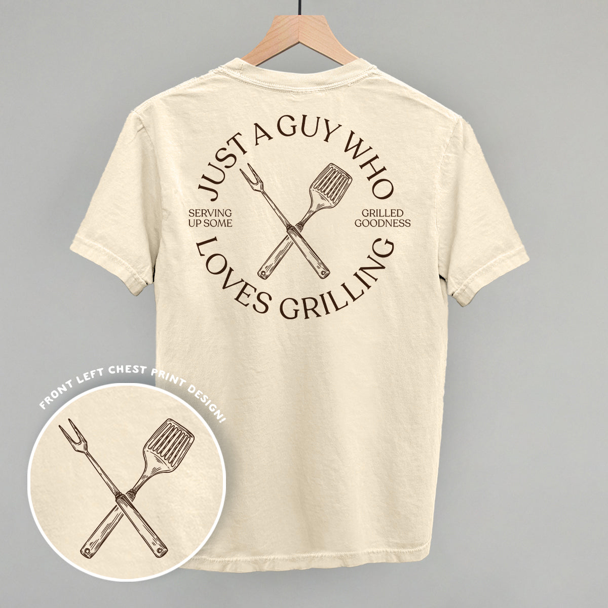 Just A Guy Who Loves Grilling graphic top in Ivory