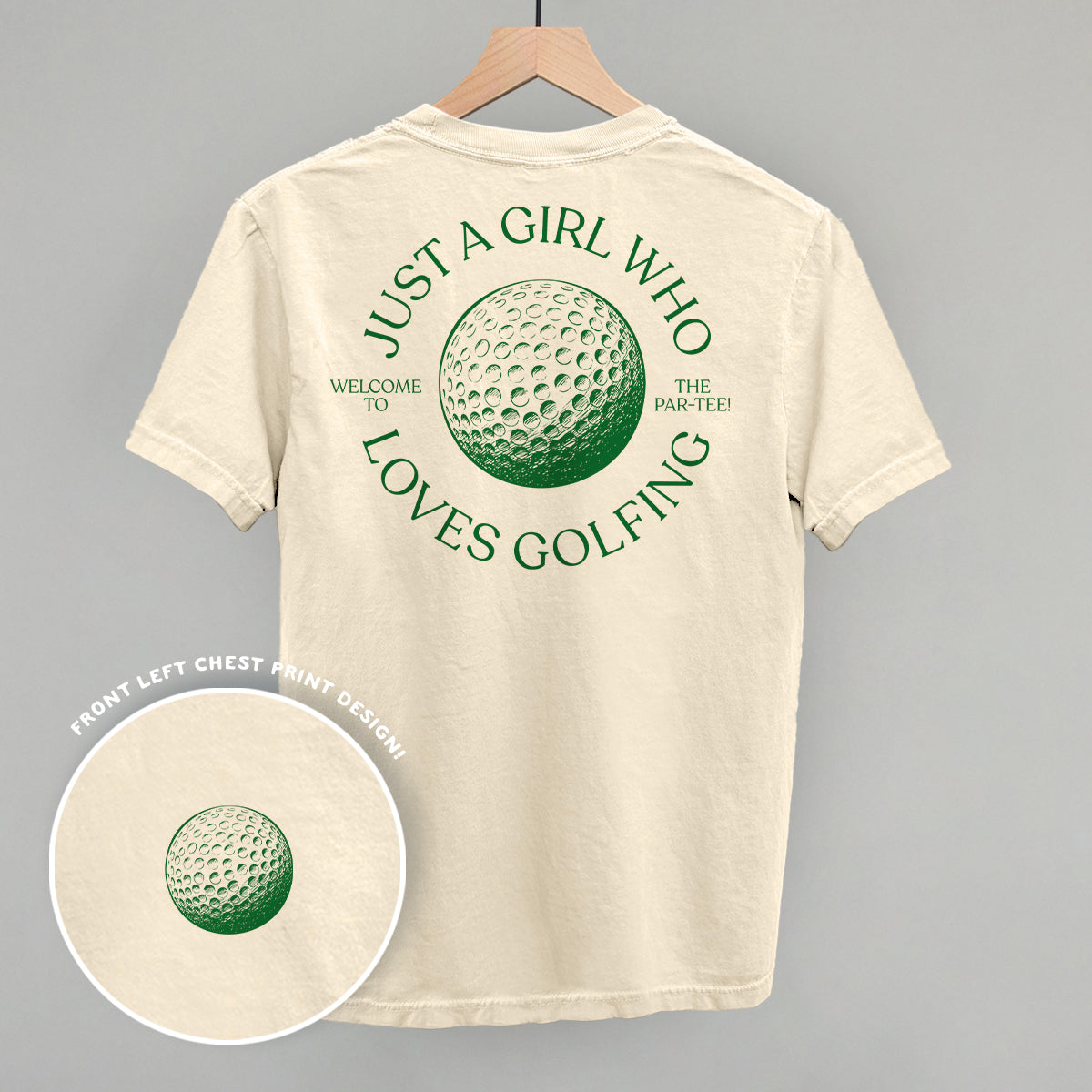 Just A Girl Who Loves Golfing (Back Print) Funny Comfort Colors T-Shirt in Ivory – Ivy + Cloth