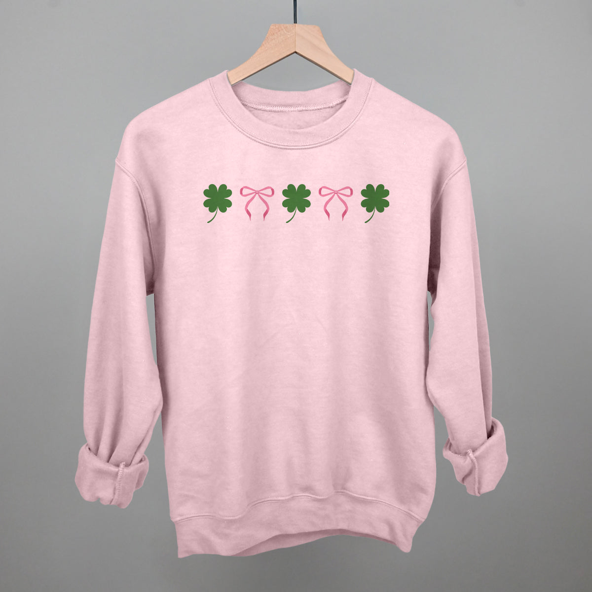 Pink Bows + Clovers Funny Sweatshirt in Light Pink – Ivy + Cloth
