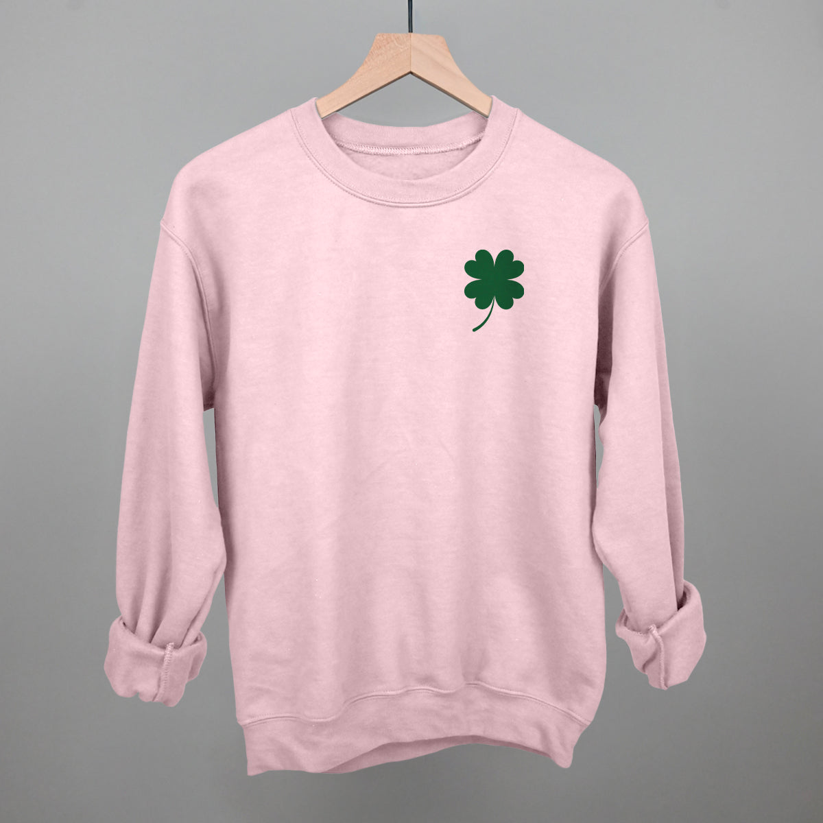 Four Leaf Clover (Left Chest) Funny Sweatshirt in Light Pink – Ivy + Cloth