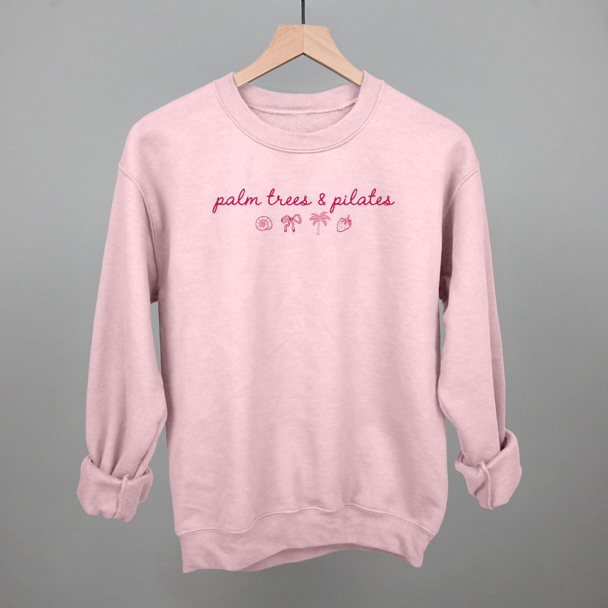Palm Trees & Pilates (Pink) Funny Sweatshirt in Light Pink – Ivy + Cloth