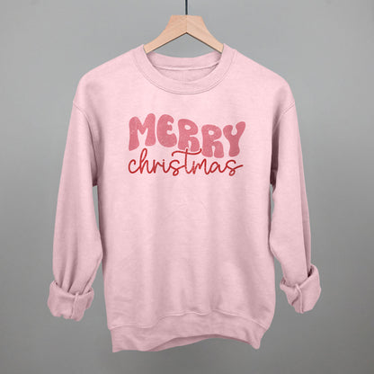 Merry Christmas (Groovy Script) Funny Sweatshirt in Light Pink – Ivy + Cloth